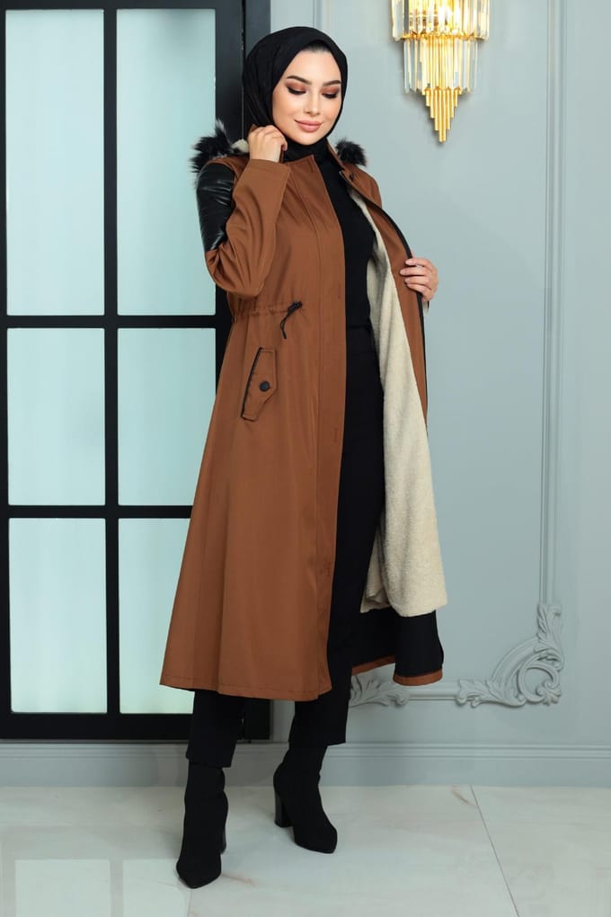 Garni Detailed Jas Beige-bruin