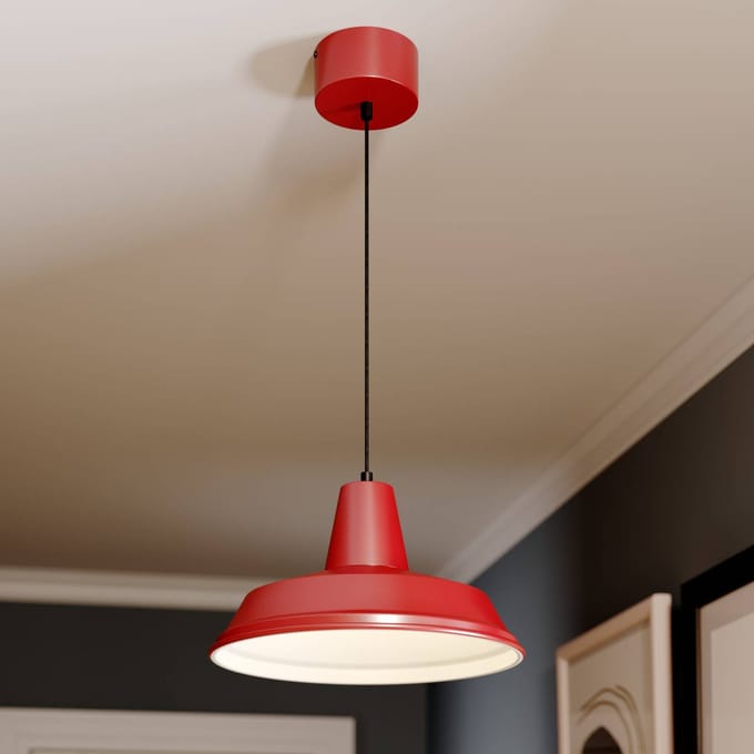 Luminex Hanglamp CLASS, rood/wit, Ø 36 cm, metaal