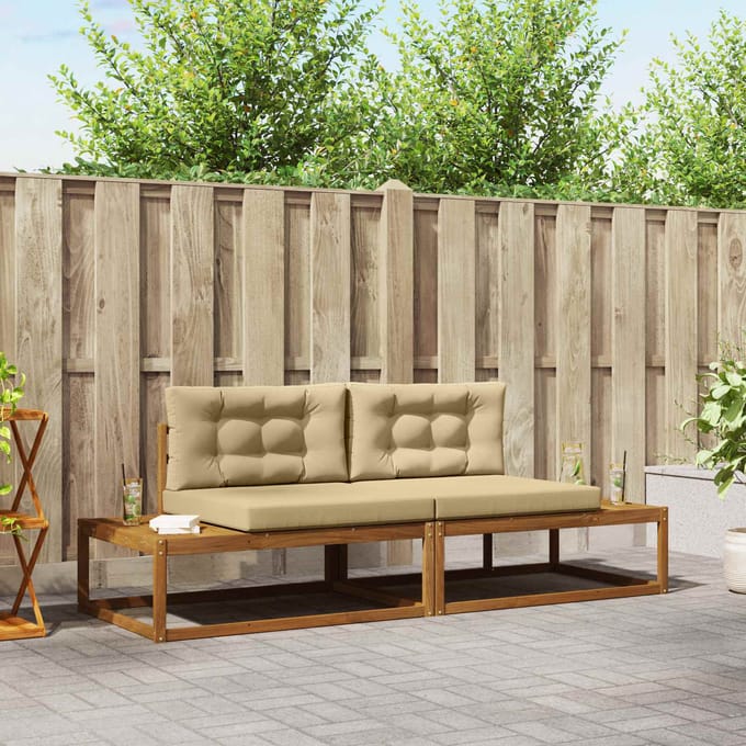vidaXL - Buiten - bank - set - Massief - Acacia - Hout - en - Polyester