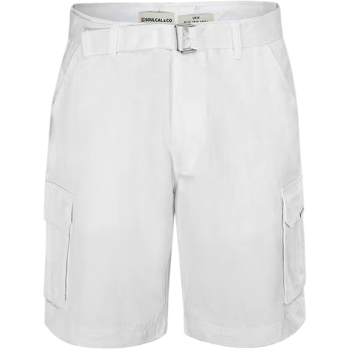 SoulCal Cargo-shorts voor heren met gewassen look (Wit)