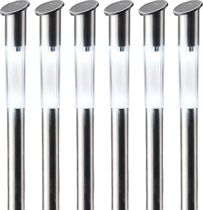 6x lumineo solar prikspot/tuinspot - rvs - h57 cm - zonne-energie