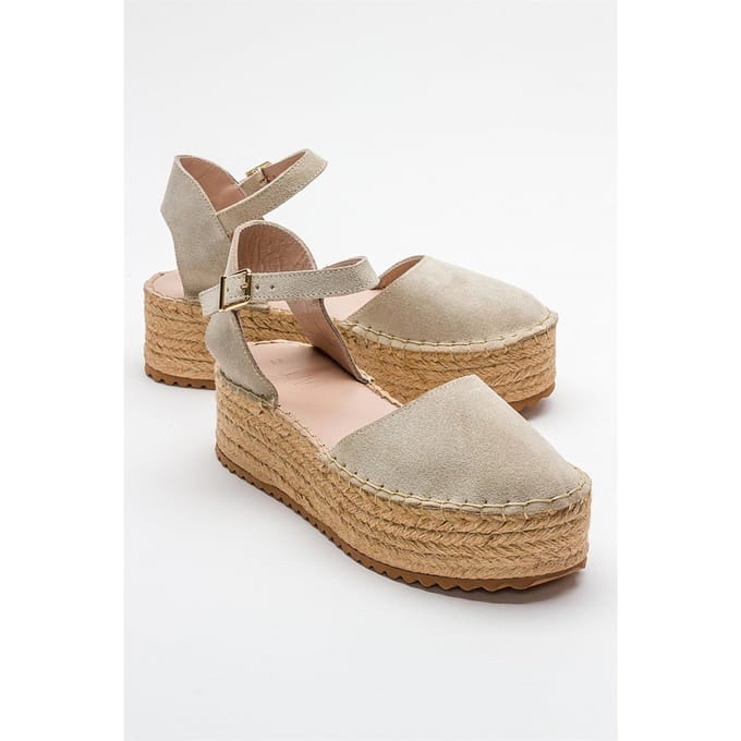 Viba Leren Espadrille Platform Sleehak Sandalen (Dames)