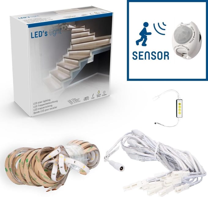LED trapverlichting met bewegingssensor - 4000K - Dimbaar - 15 x 80 cm led strips