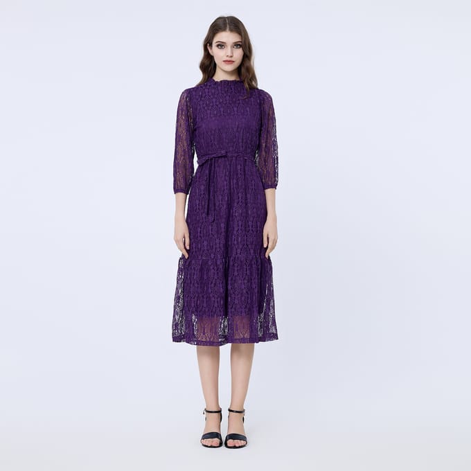 Fit-and-flare kanten jurk