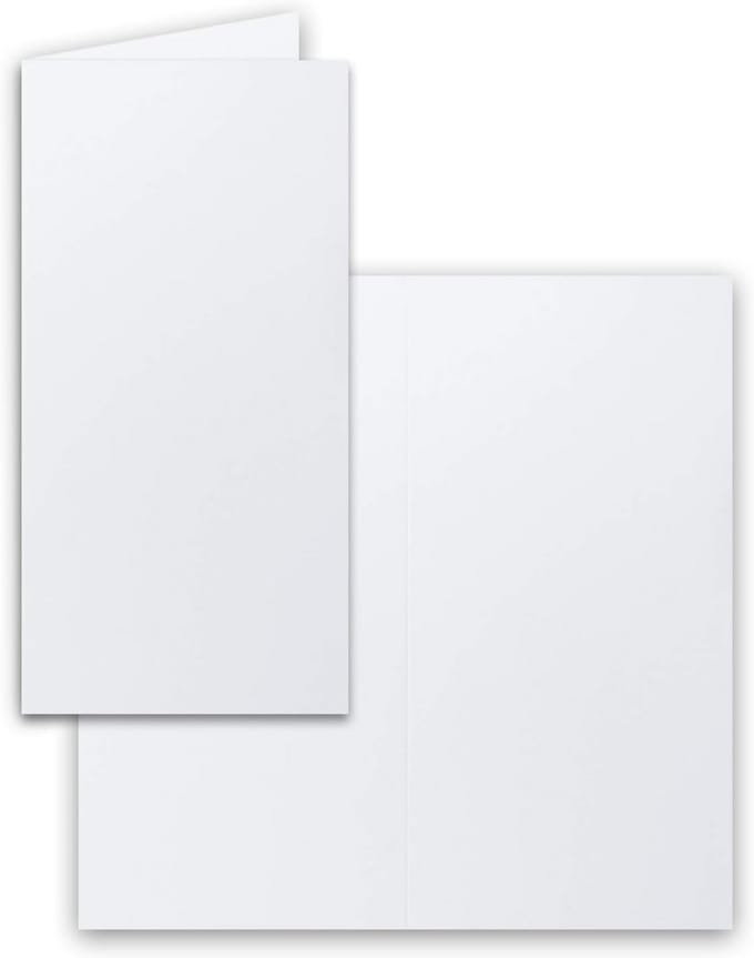 50x Vouwkaarten DIN Lang - Kristalwit (10,5 x 21 cm) - Blanco Dubbele Kaarten