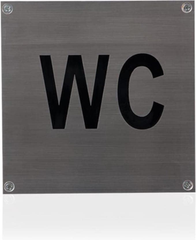 Toiletbordje RVS 'WC' vierkant