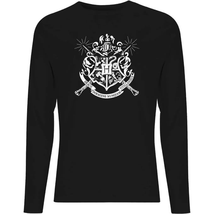 Harry Potter Hogwarts House Crest Men's Long Sleeve T-Shirt - Black - S