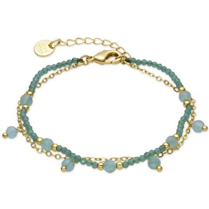 Luxenter Armband van groen glas met 18-karaats geelgouden afwerking - Aira