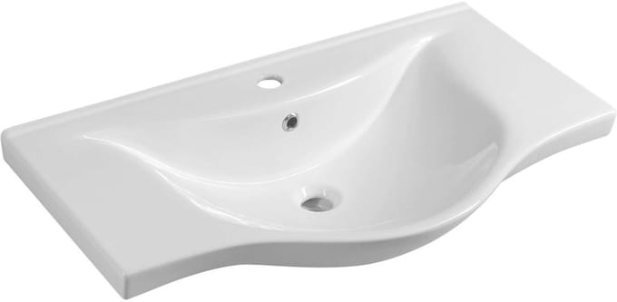 Aqualine Zara - Wastafel 80x46 cm, met overloop, kraangat, wit 10080