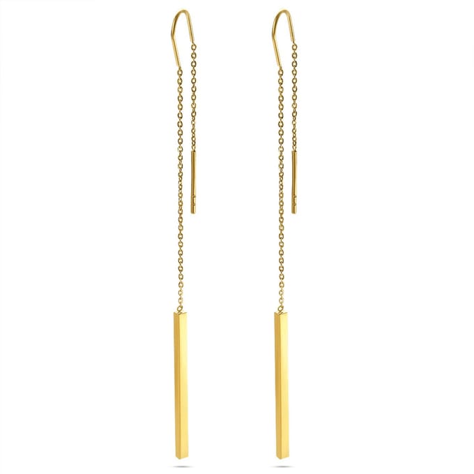 Twice As Nice Oorbellen in goudkleurig edelstaal, staaf, ketting