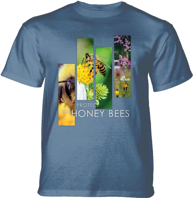 T-shirt Protect Bee Split Portrait Blue 4XL