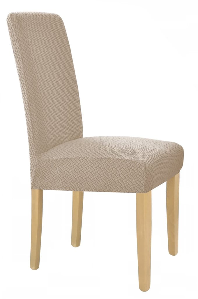 Elastische Stoelhoes - Grijs Beige Jacquard