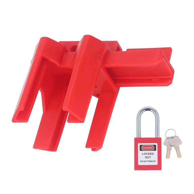 Verrouillage de vanne à bille à largeur réglable 38 mm Ensemble de verrouillage de sécurité pour industrie chimique électrique red