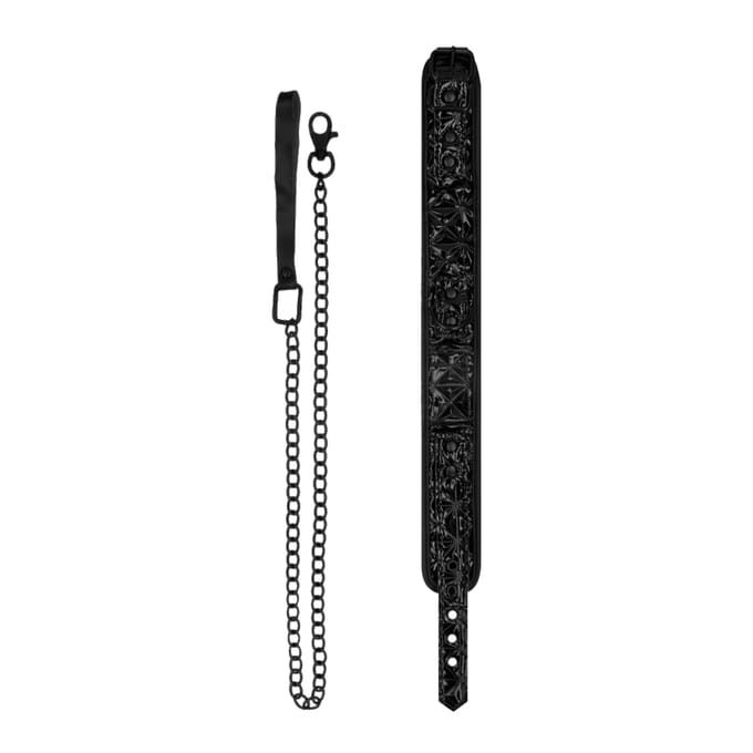 Ouch! Luxury Collar with Leash - Zwart