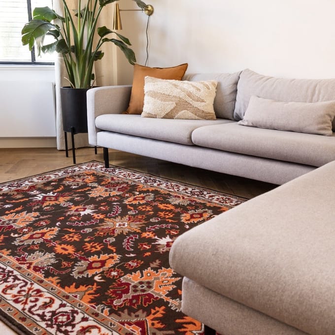 Vintage Vloerkleed Funda Creme/Oranje - 190 x 280 cm - (L)