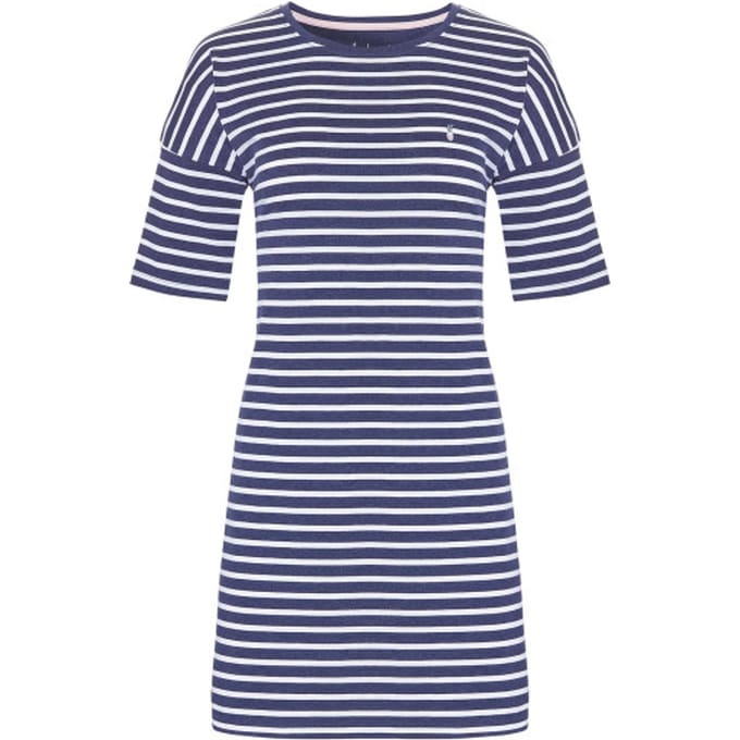 By Louise Dames Nachthemd Korte Mouwen Navy Blauw Gestreept - Maat S | big shirt | slaaphemd