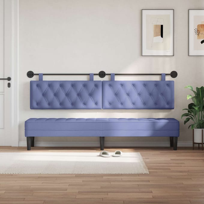 vidaXL - Hangend - hoofdbord - Jeans - Blauw - Stof