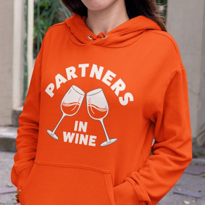 Oranje EK WK Koningsdag Hoodie Partners in Wine M