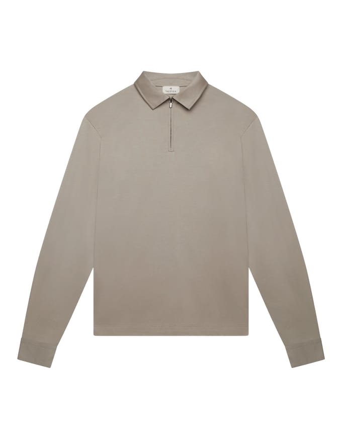 Valenza Supima Polo Zip Collar L/s Polos Taupe 1172