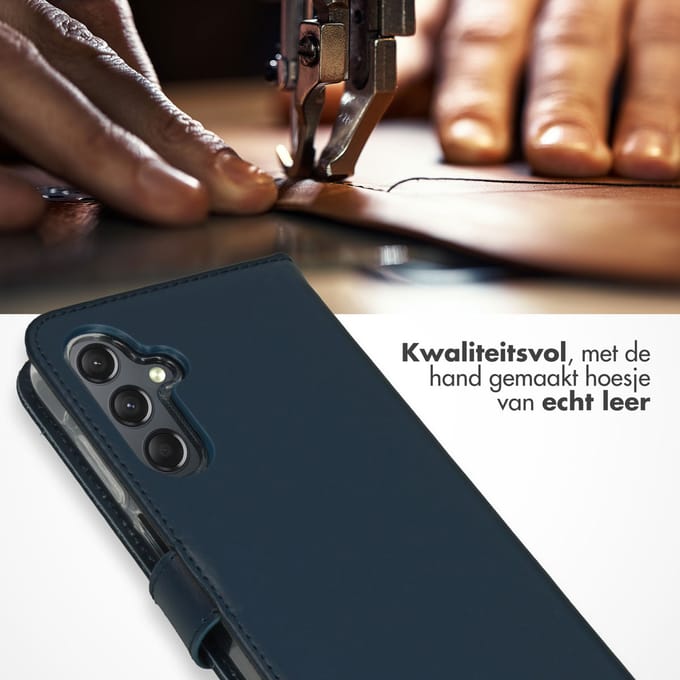 Selencia Echt Leren Bookcase voor de Samsung Galaxy A25 (5G) - Blauw