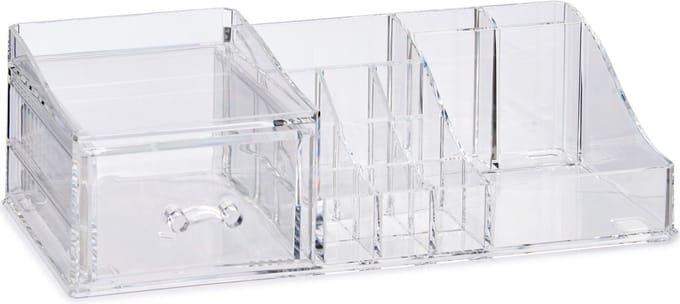 Make-up organizer/opberger 13-vaks met lade 30 x 15 cm van kunststof - Make-up houder