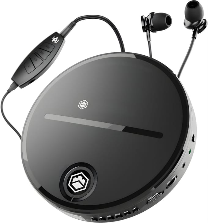 QORA® CD Speler - Draagbare CD Speler - Portable CD Speler - Zwart - 15cm x 15cm x 3cm