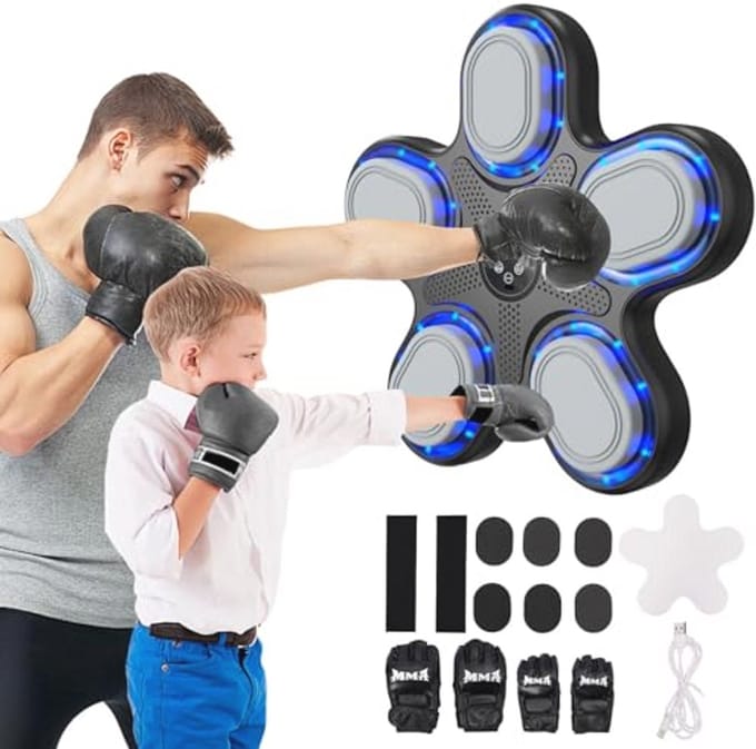 Bluetooth Muziekboksmachine met Bokshandschoenen - 9 Snelheidsmodi voor Thuis Bokstraining