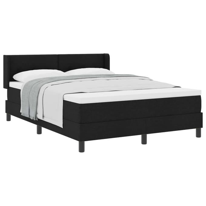 vidaXL - Boxspring - bed - met - hoofdeinde - Zwart - 200 - x - 140 - cm - Stof