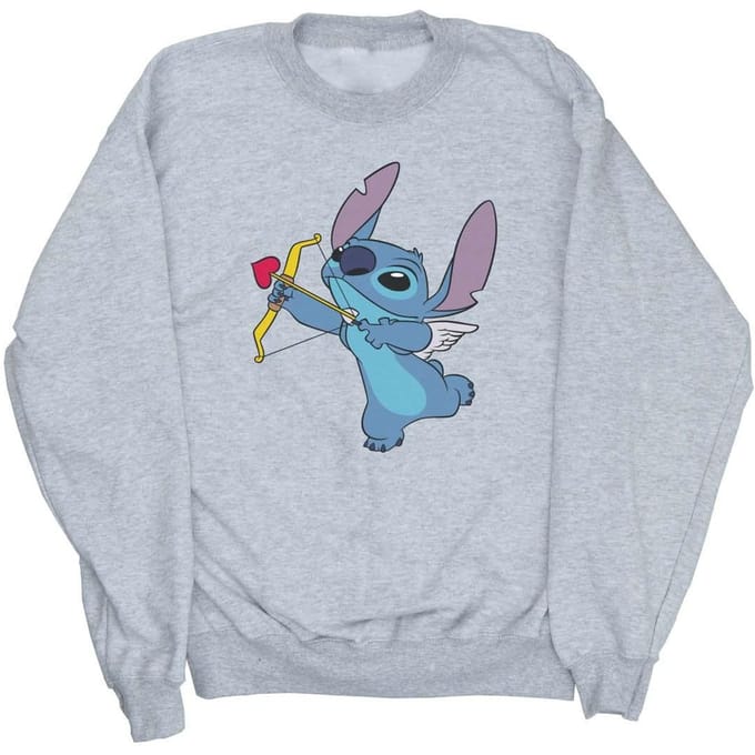 Disney Meisjes Lilo en Stitch Cupido Valentijn Sweatshirt (Sportgrijs)
