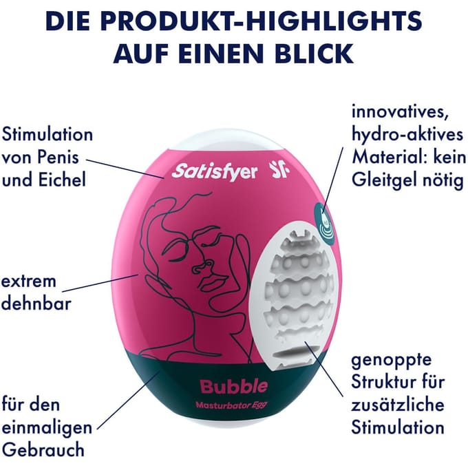 Satisfyer 'Masturbator Egg - Bubble', 3 stuks