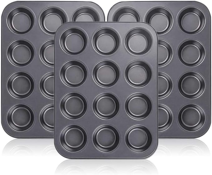 Muffin & Cupcake Pannen met 12 Kopjes - Set van 3 Antiaanbak Bakvormen