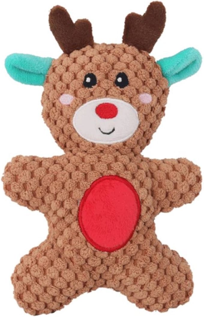 Hondenspeelgoed - Kerst Hondenknuffel - Rendier - Bruin - 20 x 12 cm