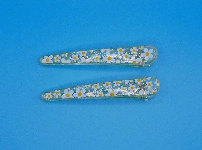 Duckklem met bloemenprint wit