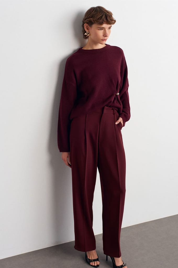 Hoge taille Wijde pijpen Crêpe Broek
