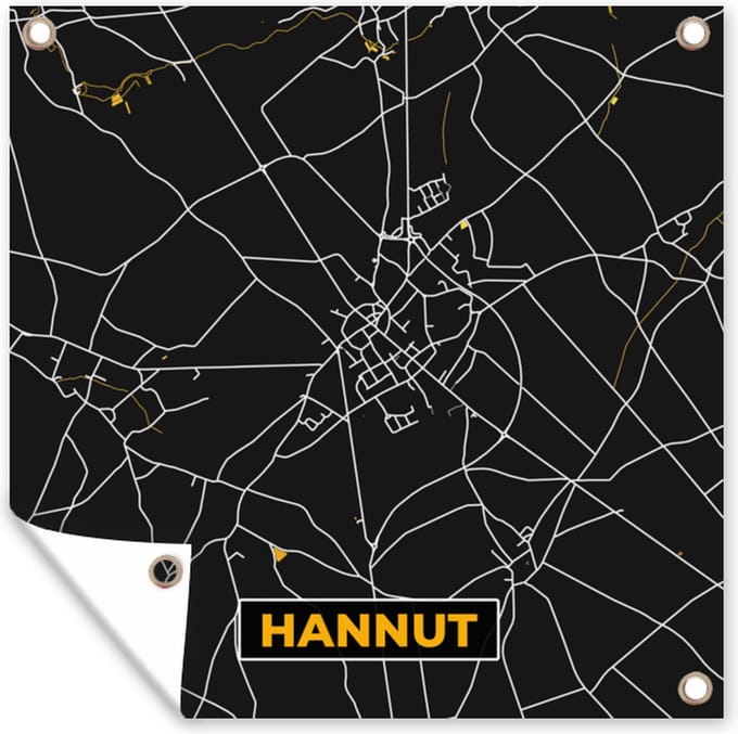 Tuindoek Hannut - Stadskaart - Plattegrond - Goud - Kaart - 100x100 cm