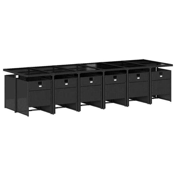 vidaXL - 13-delige - Tuinset - met - kussens - poly - rattan - zwart