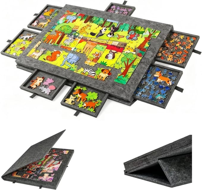 Puzzletafel - Puzzelbord - Puzzels Maken - Met 6 Lades - 77 x 53 cm - Donkergrijs