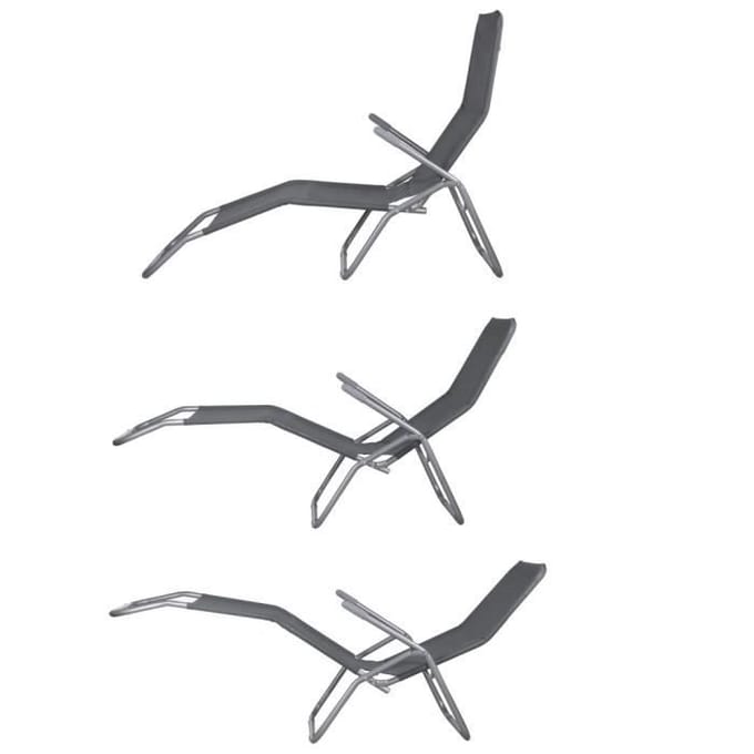 Chaise longue inclinable de jardin SPRINGOS - graphiteux - grande surface de couchage en tissu
