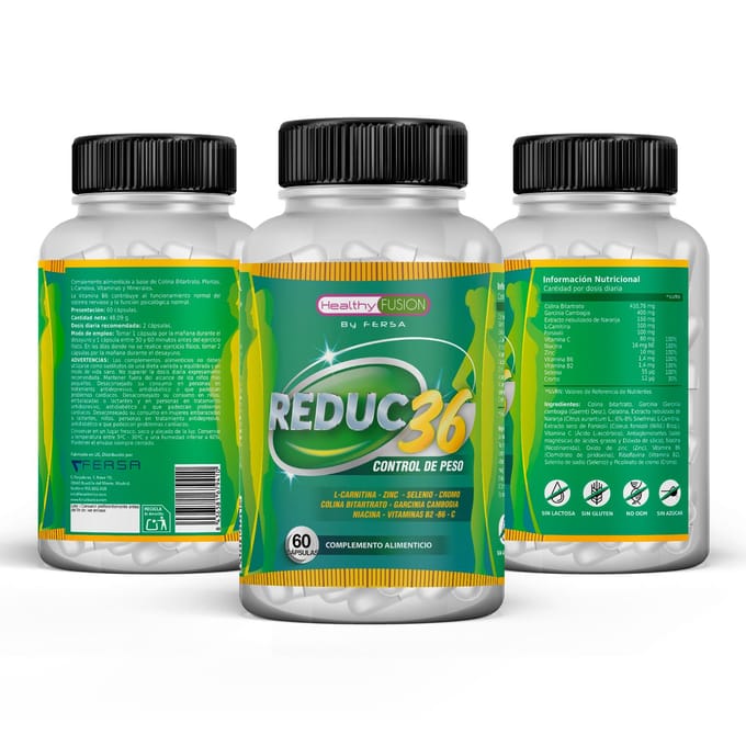 Fusion saine - Reduc36 | Pilules de perte de poids rapide | Puissant brûleur de graisse, thermogénique et coupe-faim | 60 capsules