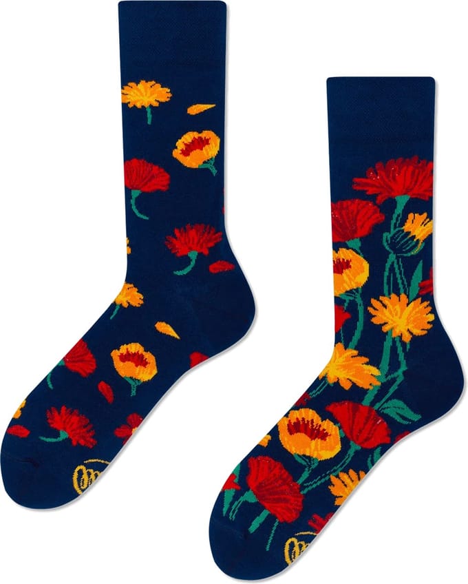 Many Mornings unisex sokken - Flower Power Navy - Unisex - Maat: 43 - 46