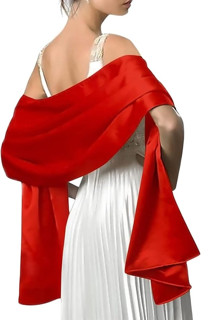 Dames Sjaal - Avond Sjaal - Feestelijke Gelegenheid - Luxe Satin Chiffon - One Size - Effen Kleur