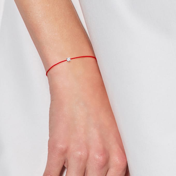 Diamond Bracelet Solitaire 0050 Cts Nylon Red 925