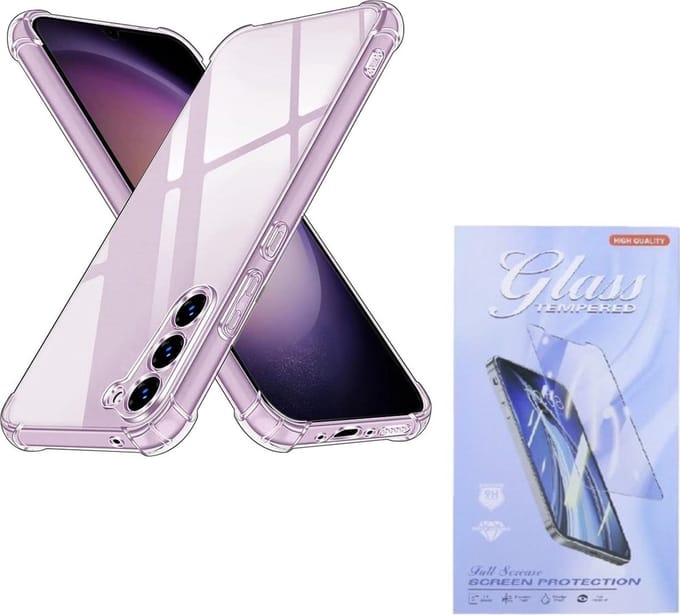 Shockproof Hoesje Geschikt voor: Samsung Galaxy S23 Plus - Anti -Shock Silicone - Transparant + 2x Screenprotector