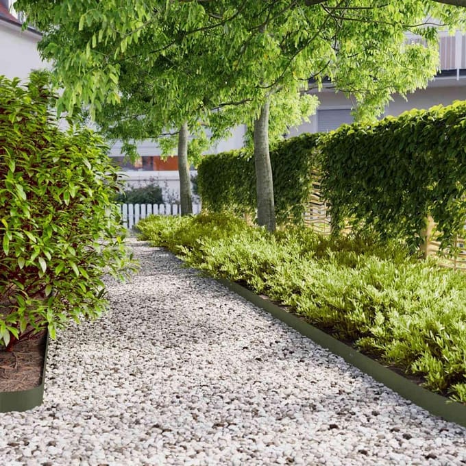 Gazonranden 50 Stuks - Tuinranden Graskanten - Bloembedden Afscheiden - Koudgewalst Staal - Olijfgroen