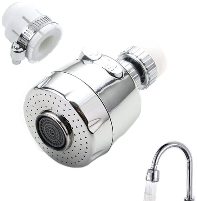 Allecto - Kraanbeluchter - Waterbesparend - 360 ° Roterend - Zilver