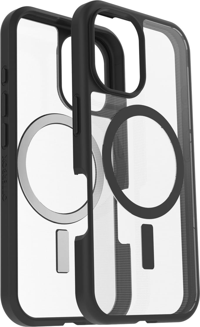 Otterbox React Backcover Apple iPhone 16 Zwart, Transparant Inductieve lading, MagSafe compatible
