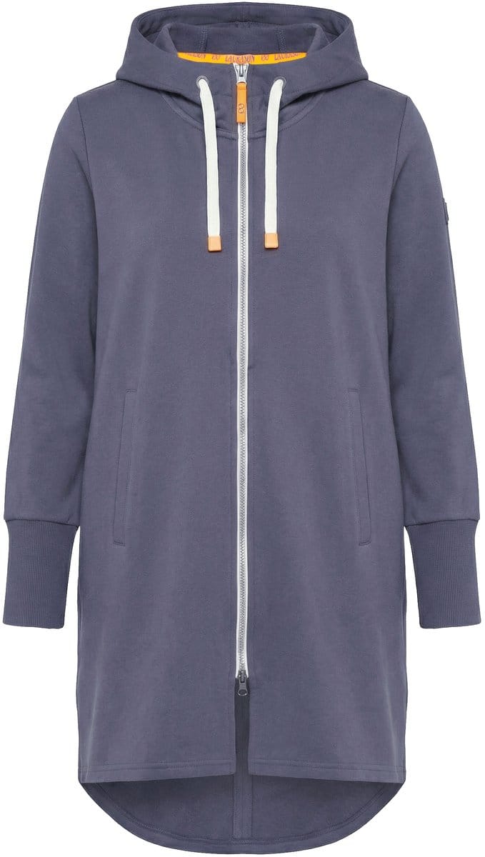 Laurasøn - Dames - Sweatjas lang model capuchon tailleband met trekkoord achter - Donkergrijs - Maat 44+