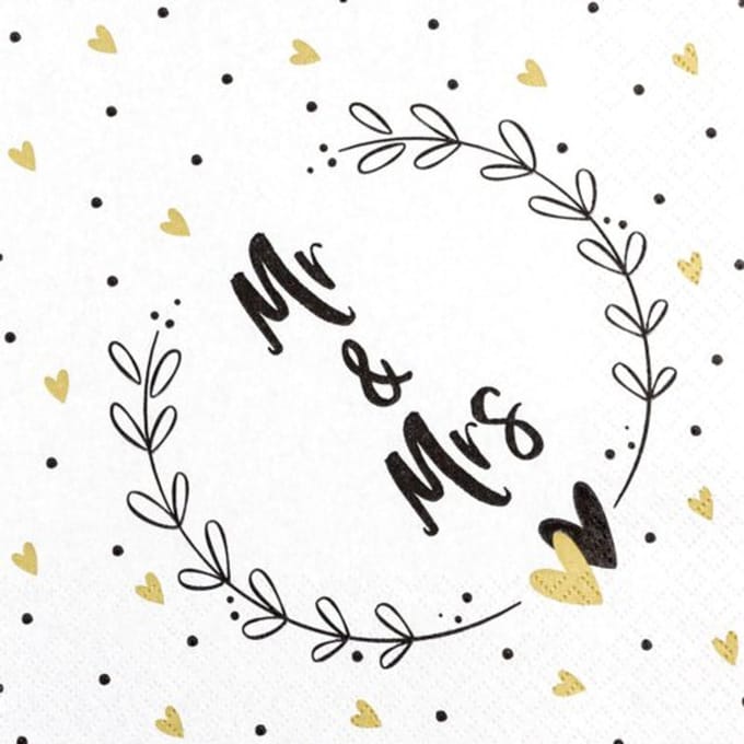 Home fashion servetten, formaat 33 x 33 cm. - mr & mrs