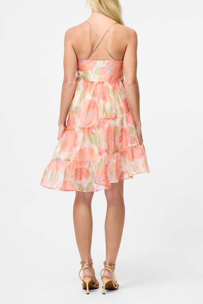 French Connection Jasmine Organza Halter Nk Dres Orange Multi Maat: 18 | Midi Jurken Outlet | Dames | Oranje