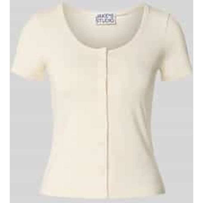 slim fit T-shirt met doorlopende knoopsluiting
